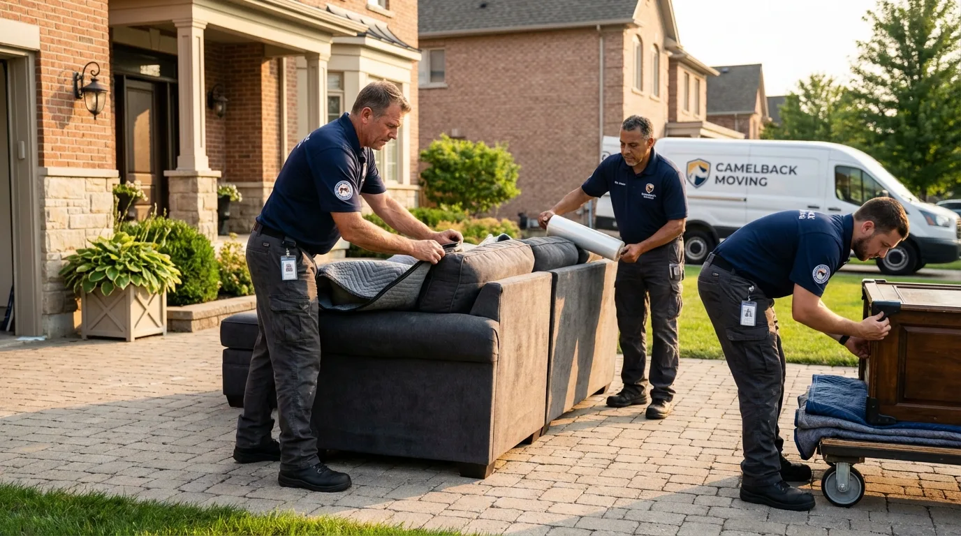 Large estate moving crew wrapping furniture in Glen Burnie, MD