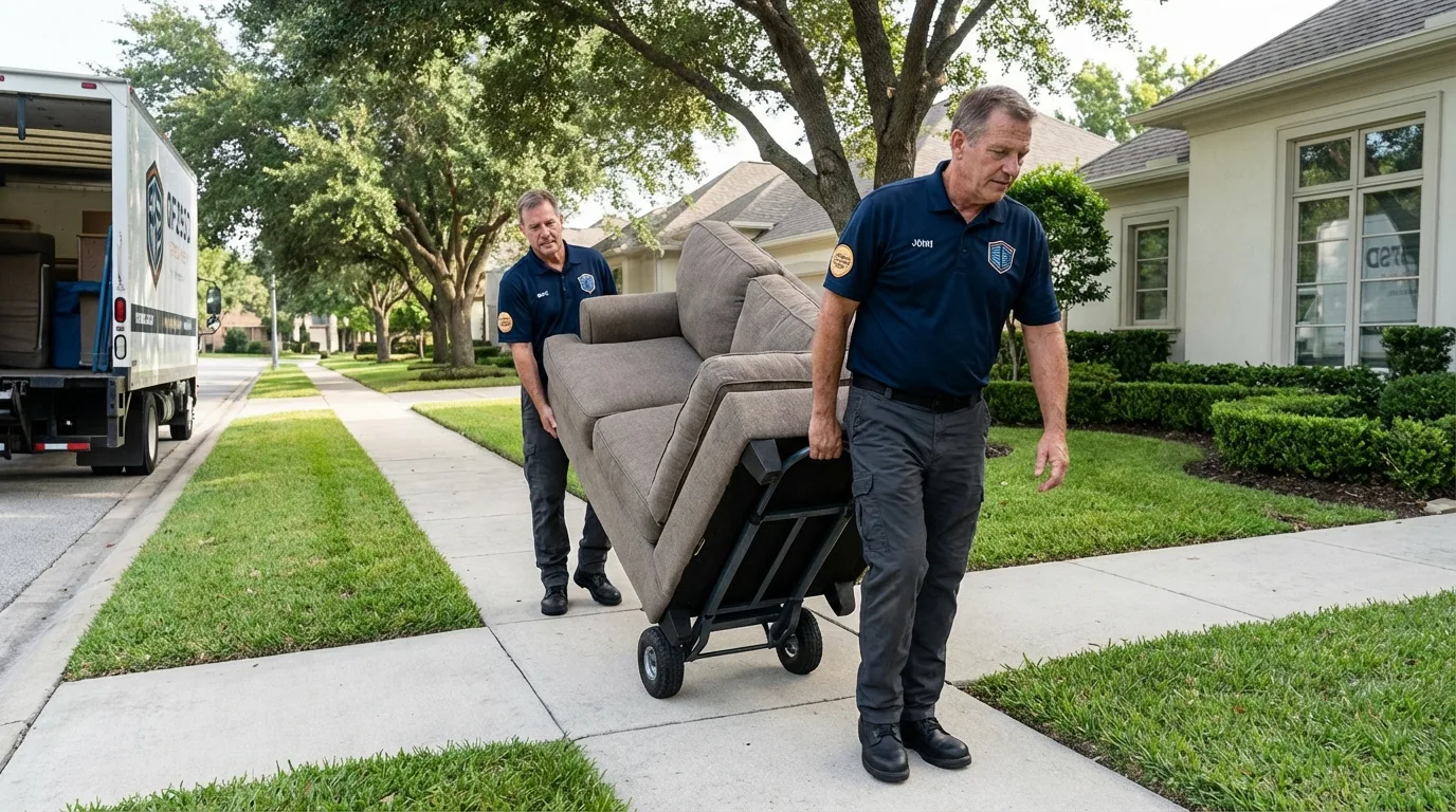 Local residential moving crew loading furniture in Glen Burnie, MD